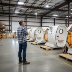 A person thinking while looking at a hyperbaric oxygen chamber