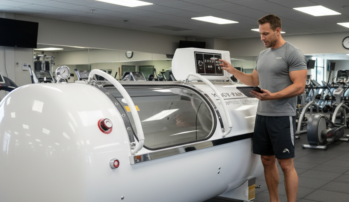 Cámara de oxígeno hiperbárico en el gimnasio