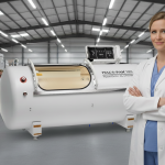 Des personnes debout dans un entrepôt de chambres à oxygène hyperbare