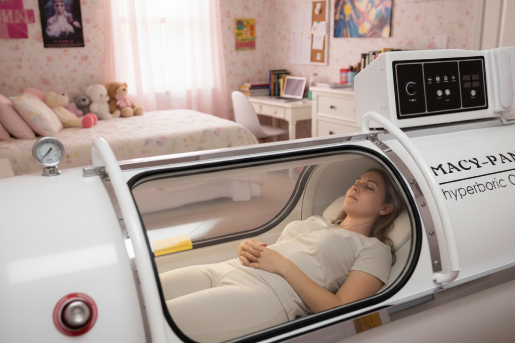 Hyperbaric oxygen chamber in the room