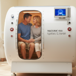 Pareja en cámara de oxígeno hiperbárico