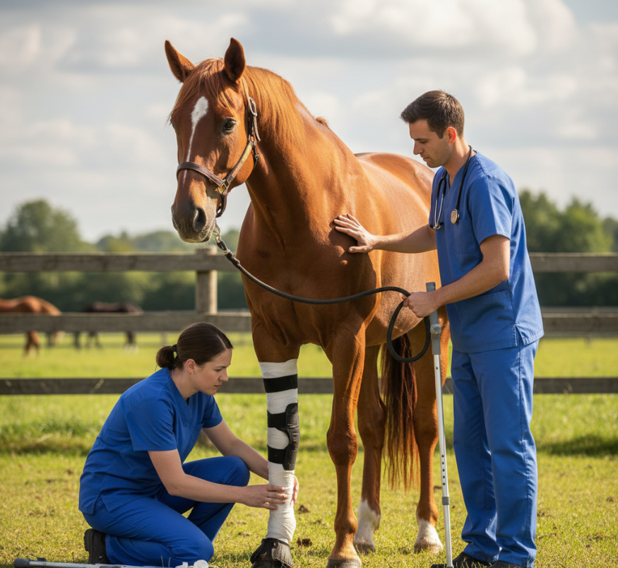 Horse with Achilles tendon injury