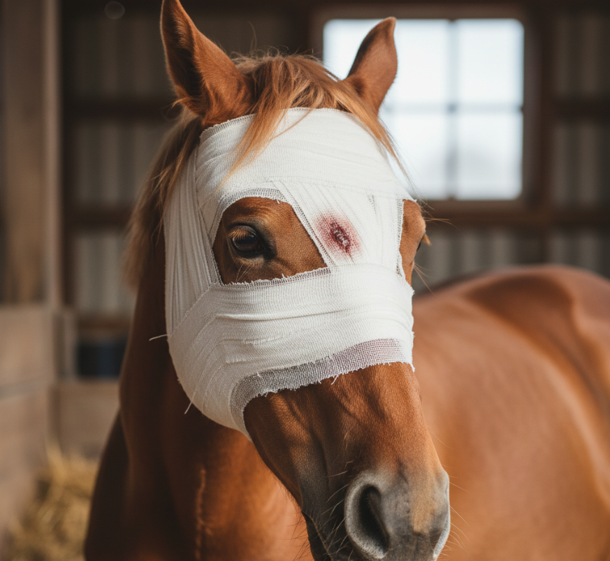 Horse with head injury