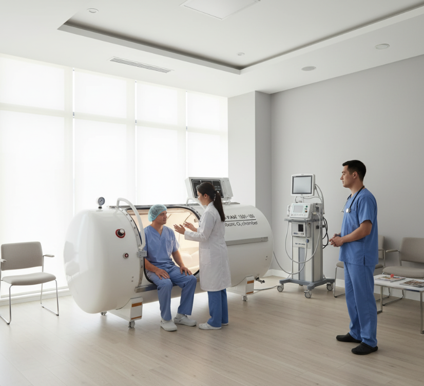 Patients receiving hyperbaric oxygen chamber therapy