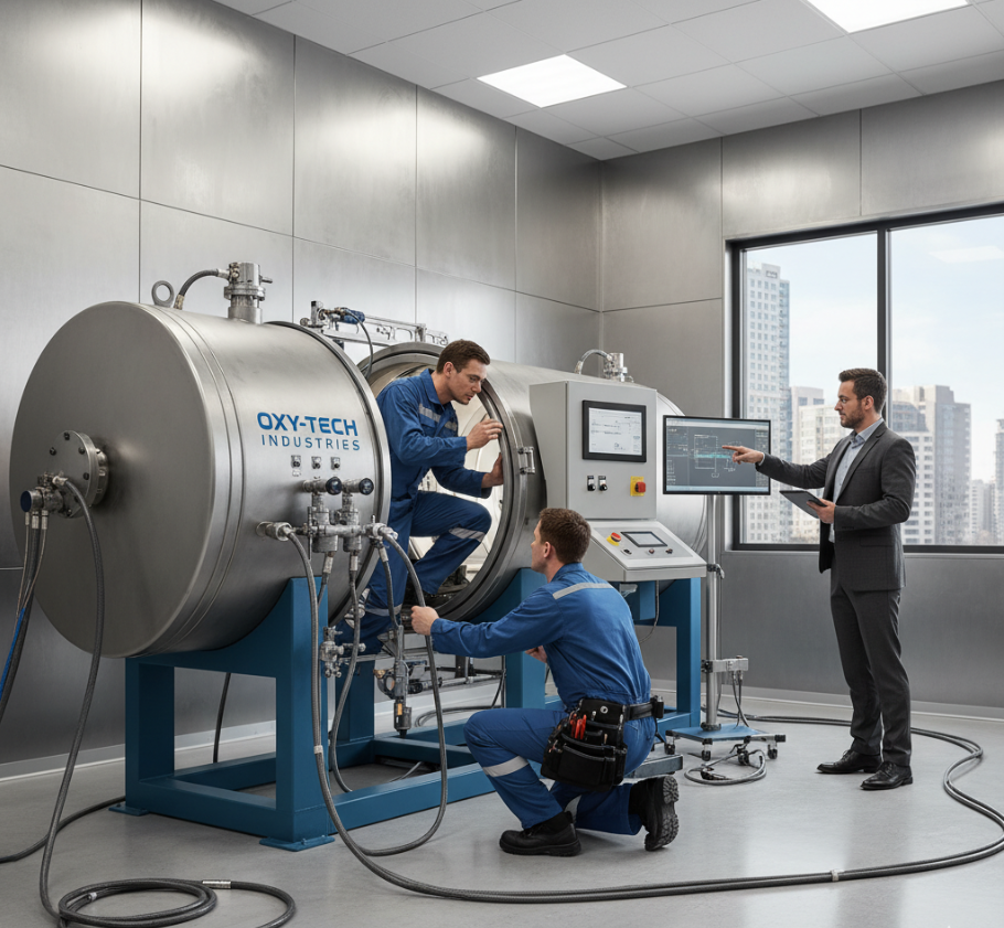 Engineers installing and debugging equipment.