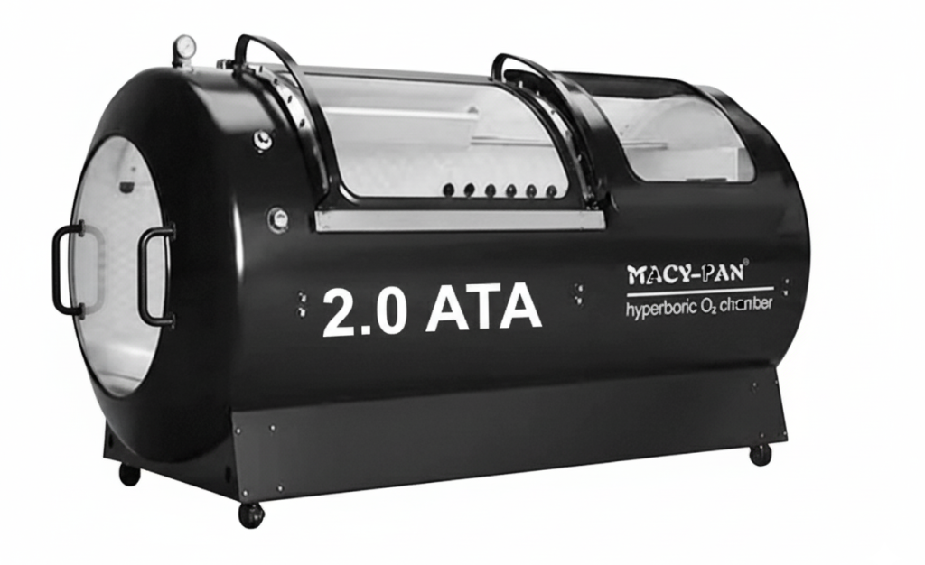 2.0 ata hyperbaric oxygen chamber.