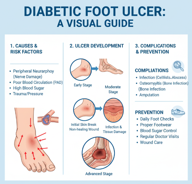 Diagram of diabetic foot ulcer
