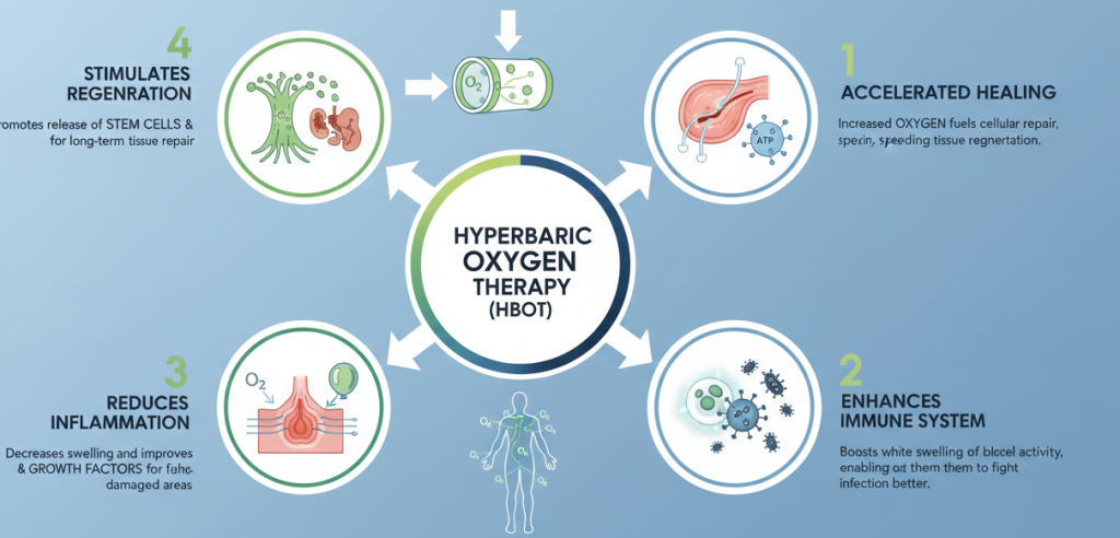 Hyperbaric oxygen therapy accelerates the natural healing process.