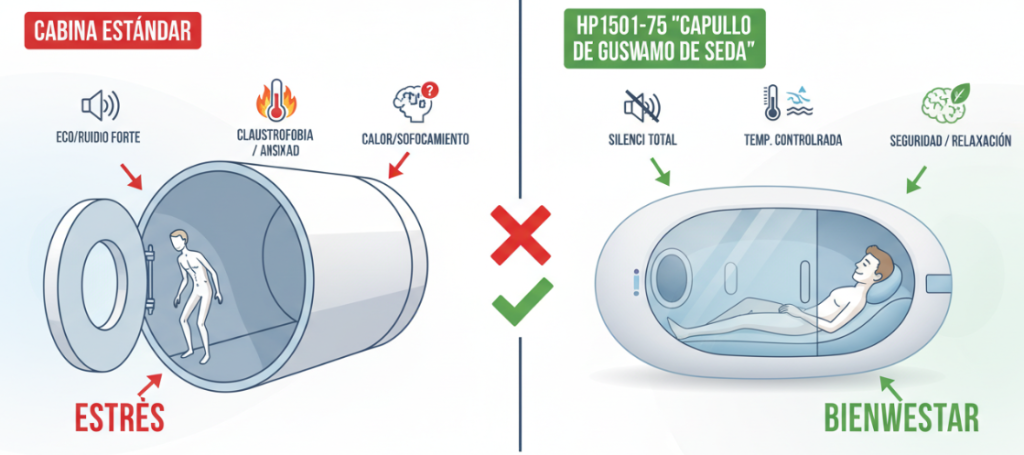 The HP1501-75 hyperbaric oxygen chamber provides a better experience.