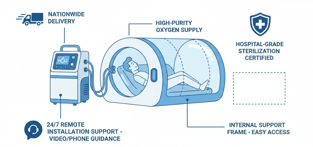 What services are included in hyperbaric oxygen chamber rental?
