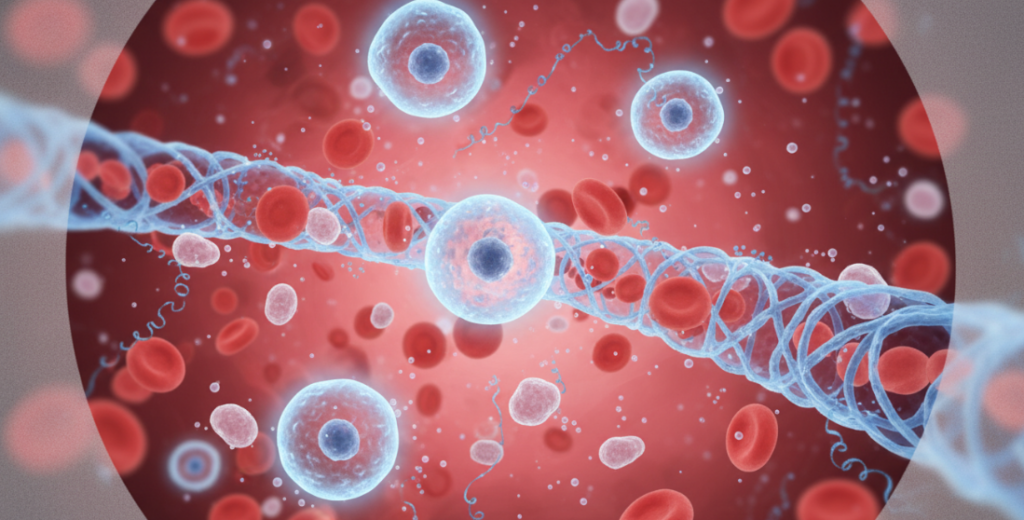 Stem cells flow in the bloodstream.