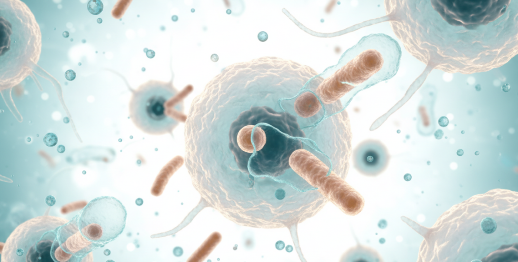 Leukocytes phagocytose bacteria