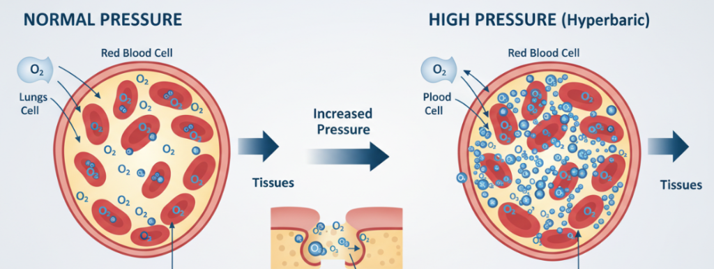 Oxygen dissolves in blood plasma