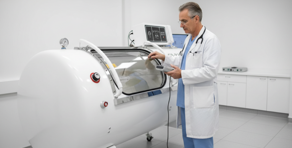 Inspect the hyperbaric oxygen chamber