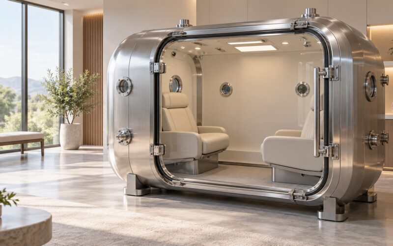 Concept image of a two-person luxury hyperbaric chamber