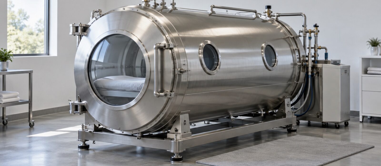 Generic stainless steel hyperbaric chamber concept image