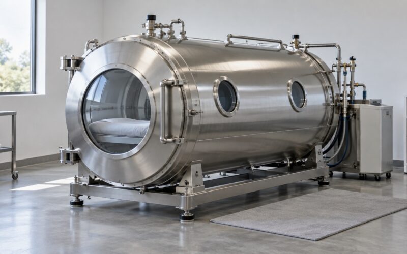Generic stainless steel hyperbaric chamber concept image