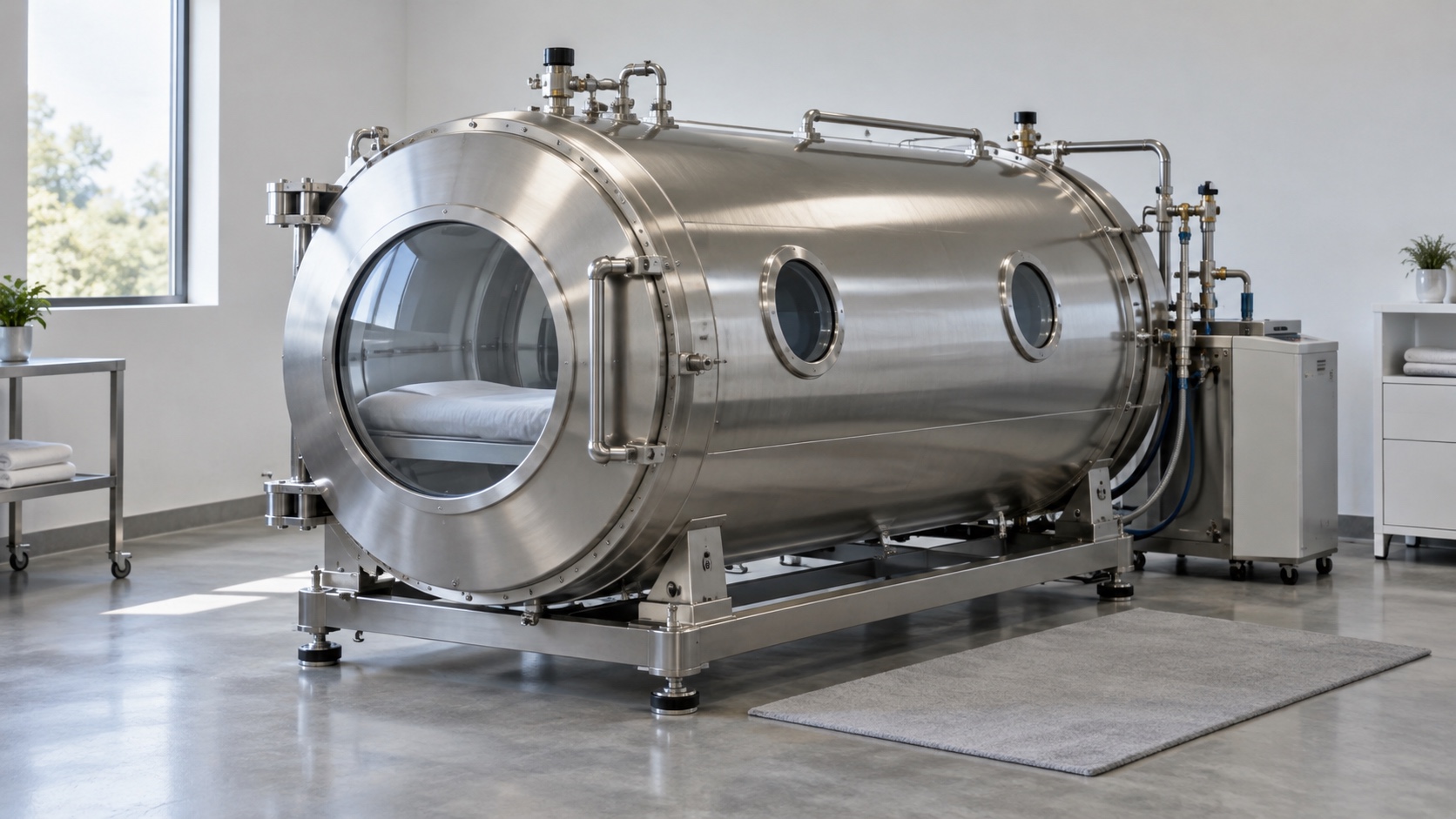 Generic stainless steel hyperbaric chamber concept image